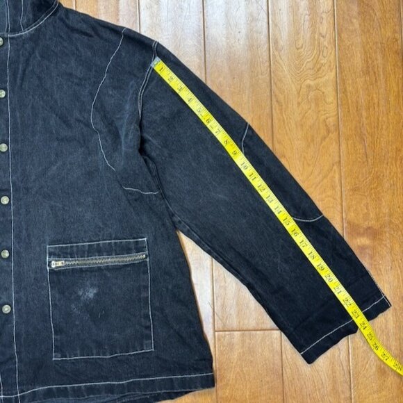 Amanda‎ Uprichard Living Dolls Womens Denim Jacket Hood Distressed Grunge Goth - Picture 6 of 10